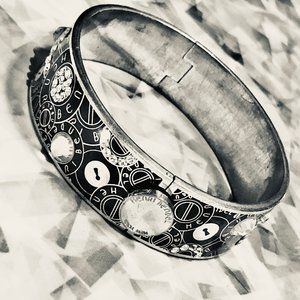 Henri Bendel Women's Signature Rhinestone Crystal Clamper Bangle Bracelet